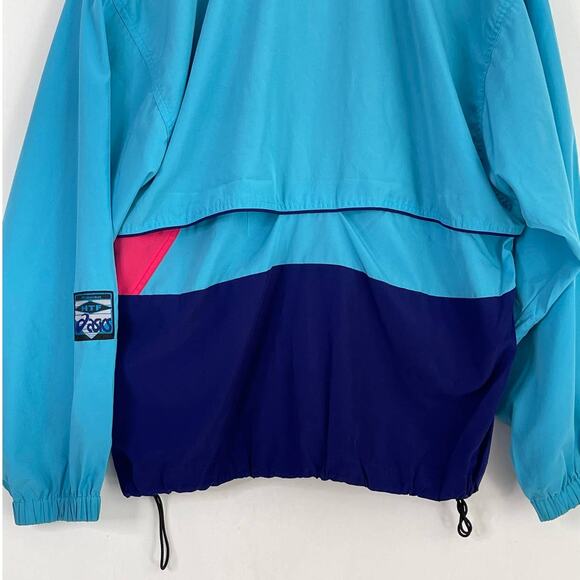 Vintage ASICS Women's Mesh Full Zip Teal Blue Windbreaker Jacket Size Medium 90s - Picture 7 of 10